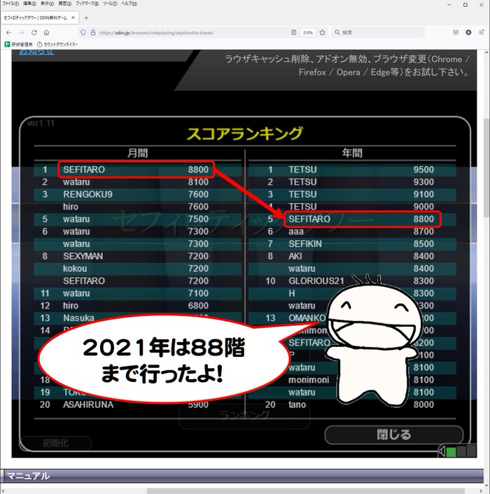 セフィロティックタワー2021最高階88階